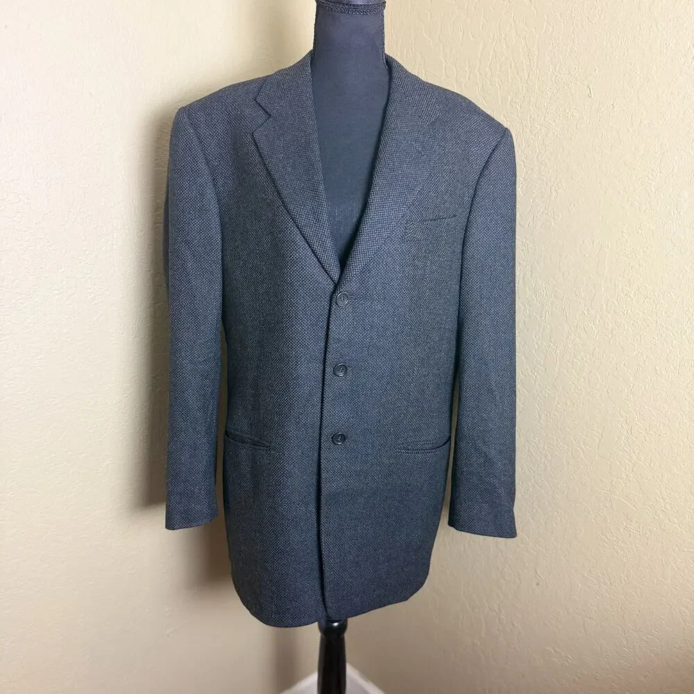 Armani Collezioni Men’s Wool Cashmere Blazer Size S Gray 3 Button Made Italy